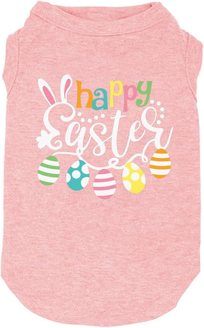 Happy Easter Shirts for Dog Funny Print Vest for Small Medium Large Dogs Soft and Light-Weight T Shirts Gift for Puppy (XX-Large, Pink)