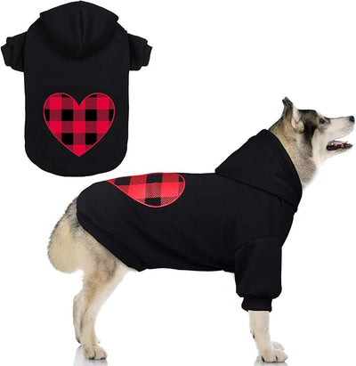 Dog Hoodie Sweater Sweater for Dogs Pet Clothes Black Buffalo Plaid Warm and Soft Breathable Cozy(XXL)