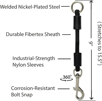 BUNGEE DOG LEASH EXTENSION – Patented Shock Absorber Attachment Protects You and Your Dogs – Works with ANY Leash & Collar or Harness – a MUST for Retractable Leashes – PICK SIZE/COLOR BELOW