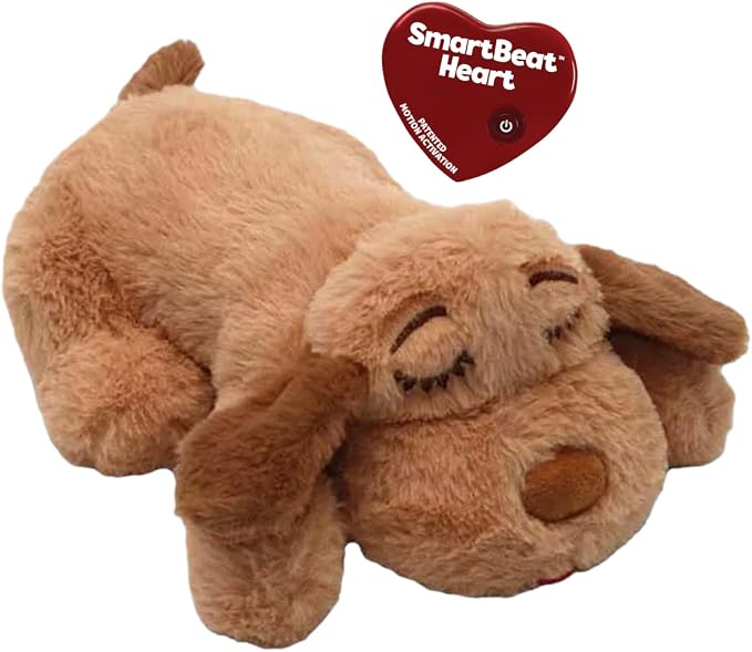 Junior, Heartbeat Puppy Toy for Small Breeds, Smaller Plush Dog Toy with Real-Feel Pulse, Designed for Crate Use and Early Routines - Biscuit