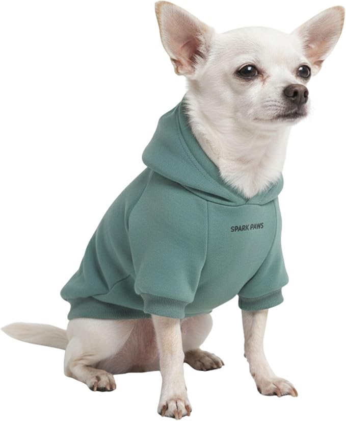 Spark Paws Dog Hoodie – Premium Dog Sweater for Small, Medium, and Large Dogs | Warm Outfits for French Bulldogs, Pitbull, Puppy, Winter Jacket Alternative - Teal - S