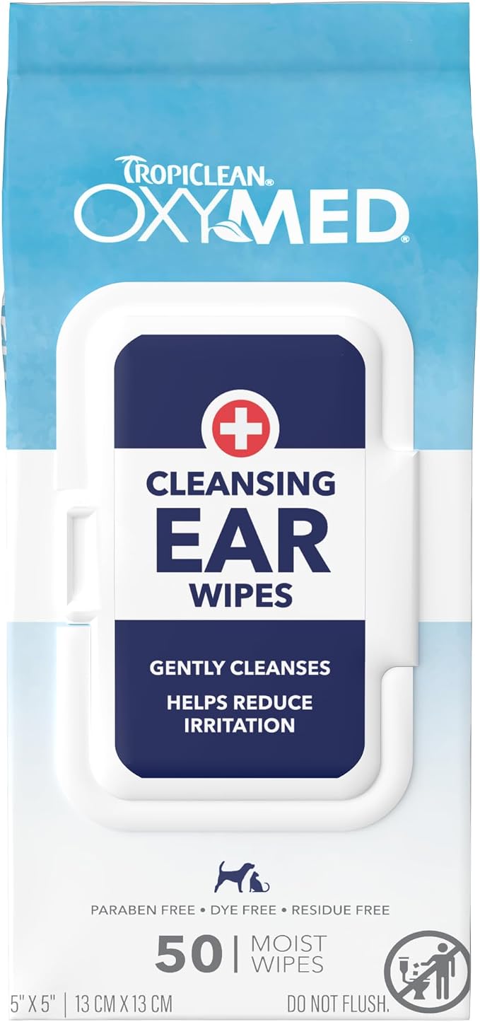 Oxymed Soothing Ear Wipes for Dogs & Cats, Anti-Itch Relief, 50 Count
