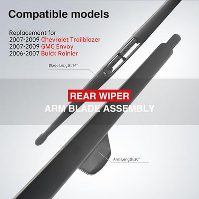 Rear Windshield Wiper Arm Blade Set, Replacement for Chevrolet Trailblazer, GMC Envoy 2007-2009, Buick Rainier 2006-2007 - OTUAYAUTO Factory OEM Style 15232653