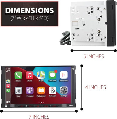 Dual Electronics DCPA71-BC 7" Apple CarPlay Android Auto Double DIN Stereo | Backup camera included, Certified Apple CarPlay and Android Auto, 7-inch touchscreen, Bluetooth calling, USB charging