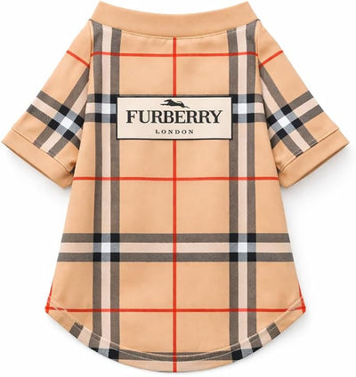 Luxury Designer Dog T Shirt – Trendy Puppy Clothes for Small Dogs, Fashion Pet Tee for French Bulldogs & Chihuahuas, Everything Chic Dog Apparel (FurberryTee, Large)