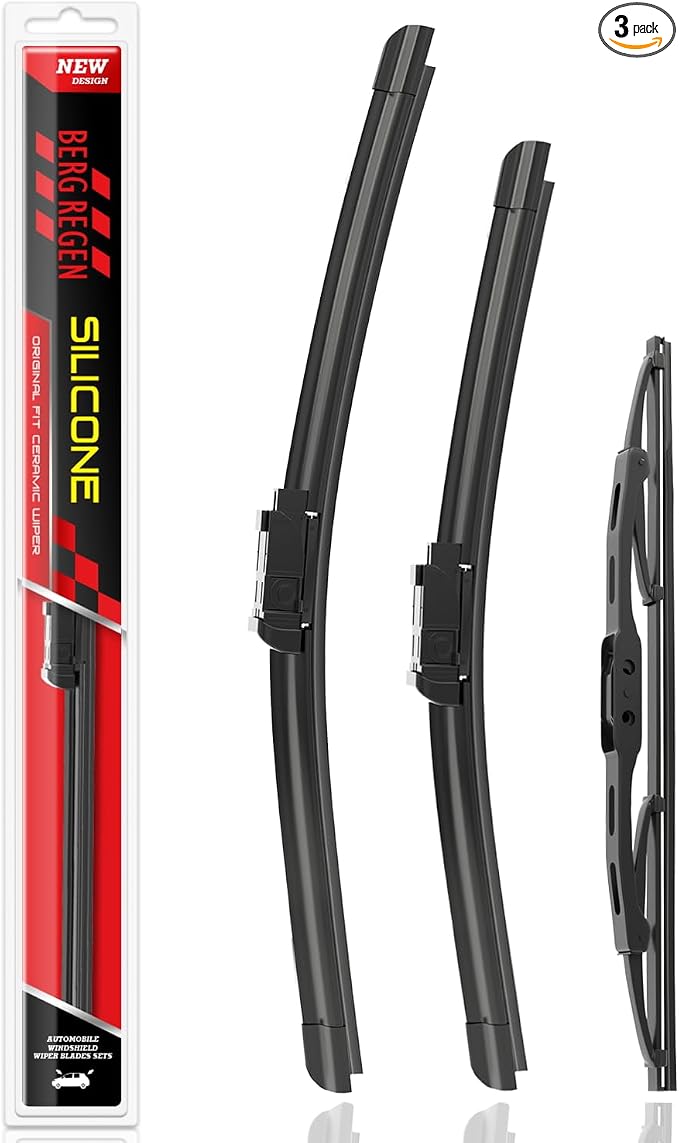 BERG REGEN Silicone Windshield Wiper Blades Replacement for Chevy Chevrolet Equinox GMC Terrain 2017-2010 Windshield Wipers (Pack Of 3) Automotive Replacement Windshield Wiper Blades - 24"/17"/13"