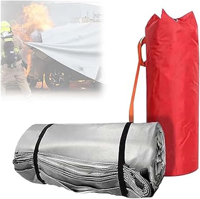 Ev Car Fire Blanket, Emergency Fire Suppression Blanket for Battery & Engine Fires, Silicone-Coated Fiberglass, Withstands 1100°C, for Parking Lots, Garages, Campsites