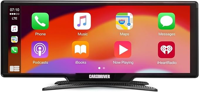Car and Driver IntelliDash Pro X10, 10" Wireless Apple CarPlay & Android Auto Display, Portable Touchscreen Car Stereo w/Bluetooth, GPS Navigation, FM/AUX, Backup Camera Compatible for Cars & Trucks