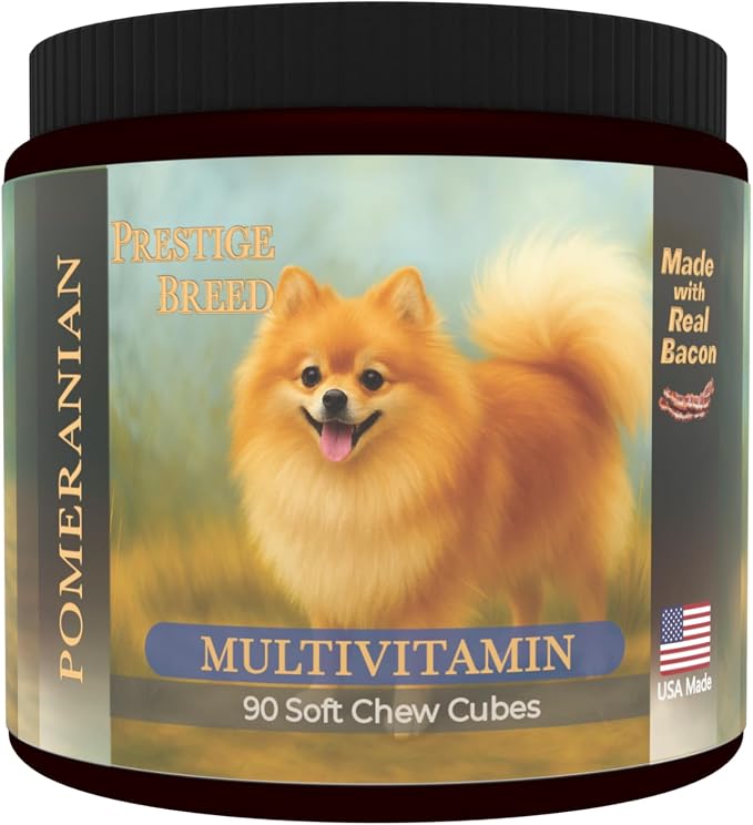 Multivitamins, Balanced Nutrition for Your Pomeranian, 90 Count, Made in the USA with Real Bacon