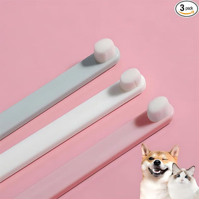 LINGXIYA Pet Toothbrush, Extra Soft Dog & Cat Toothbrushes Dental Cleaning Brushes for Puppy Small Pet and Cat Dogs Teeth Dental Health 3 Pack Kit (White/Green/Pink)
