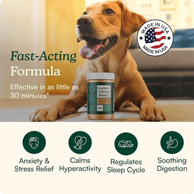 Reggie Calming Spread for Dogs, 100% Natural Peanut Butter with Melatonin & L-Theanine, Short-Term Dog Anxiety Relief, Made in USA (Calming Spread+Lick Mat Green)
