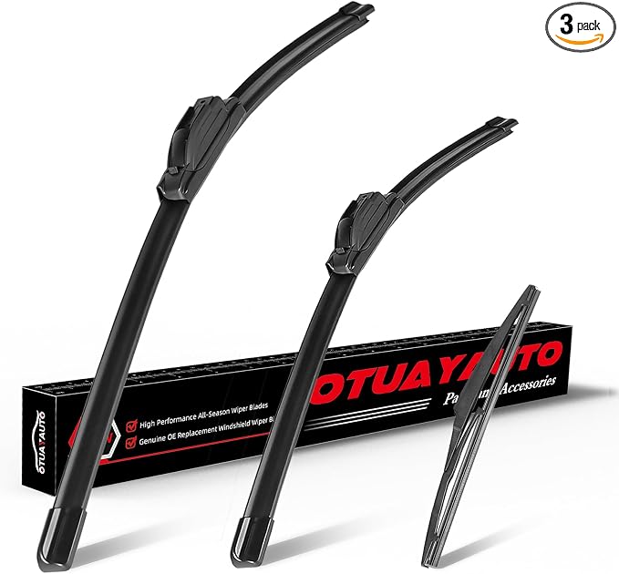 OTUAYAUTO Premium Windshield Wiper Blades - Replacement for Toyota Venza 2009-2016 - Precision Fit, All-Weather Performance, Front and Rear Wiper Blades, J/U Hook - 26"+22"+12" (Pack of 3)