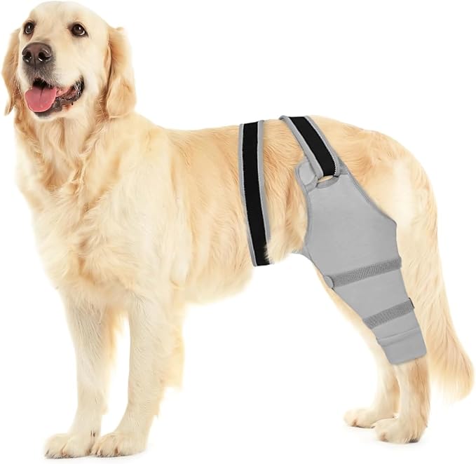 Dog Sleeve for Rear Legs to Stop Licking, Upgraded Recovery Sleeve for Hind Back Leg Wounds,TPLO, ACL Surgery, Light Comfortable Cone Alternative, Left,XS, Pink Grey