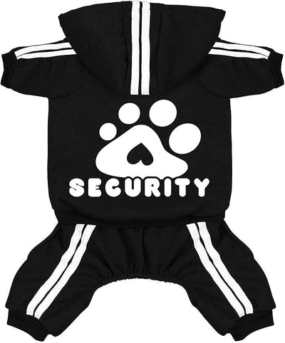 Dog Hoodie Security Clothes 4 Legs Jumpsuit Sweatshirt Hoodies Soft & Warm Dog Outfit Pullover Dog Winter Clothes Sweater for Small Medium Large Dogs Cats (Black, X-Large)