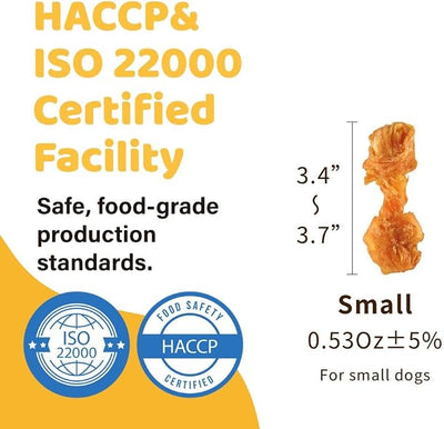 iPaw Turkey Tendon for Dogs, Single Protein, Hypoallergenic, All Natural Human Grade Puppy Chew, Rawhide Alternative Dog Treats, 4 Pcs/Pack Bone (Small)