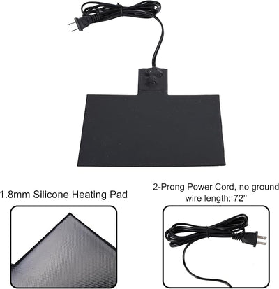 8-1/2'' x 7-7/8'' Silicone Battery Heater Pad with Thermostatically Control and Plug, Automotive Electric Silicone Battery Warmer Pad, 120V, 60Watts, Grey