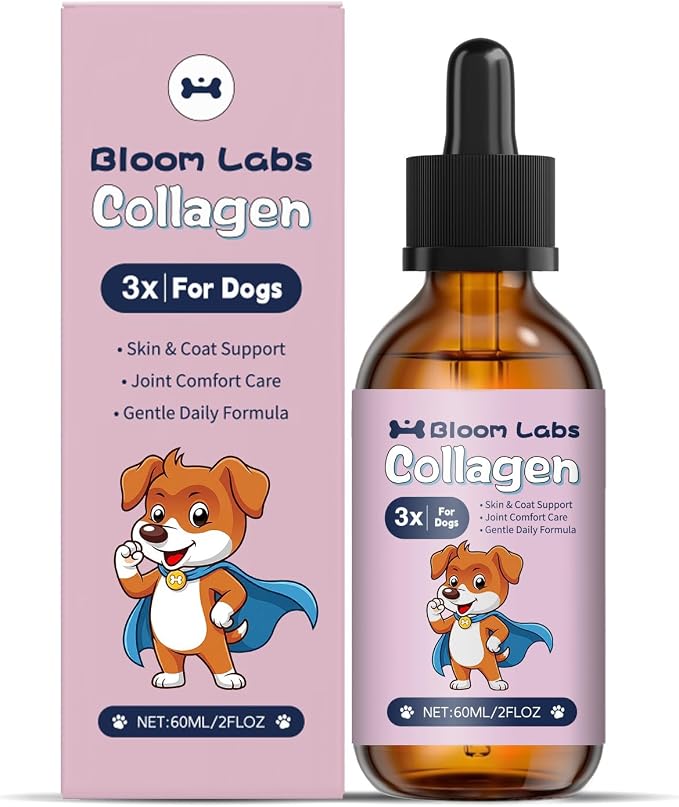 Bloom Collagen for Dogs,Bloom Triple Collagen for Dogs, Support for Skin, Coat, HIPS & Gut Health,2 fl.oz (1pcs)