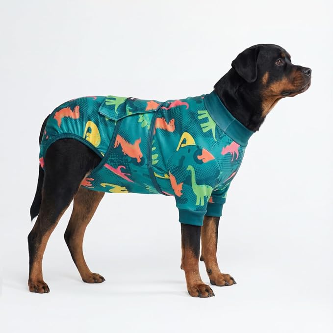 Spark Paws Dog Surgery Recovery Suit – Dog Recovery Suit After Surgery, Anti-Lick Dog Onesie, Abdominal Wound Protector, Soft Cone Alternative for Spay Neuter Male Female Pet Recovery - Dinosaurs, 4XL