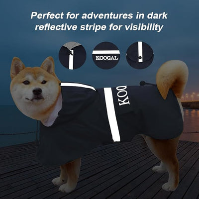 Hooded Pet Dog Raincoat for Small Sized Apparel Poncho Waterproof,Dog Clothes,Dog Jacket, Dog Raincoats Jacket for Small Sized Dogs(Navy Blue,2XL)