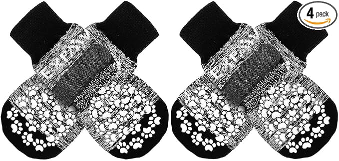 Anti Slip Dog Socks to Prevent Licking Paws, Dog Shoes for Hot Pavement, Dog Booties for Small Medium Large Senior Dogs, Traction Control Boots & Paw Protectors for Hardwood Floors