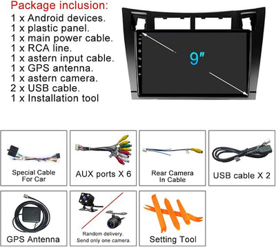 4+64GB for Toyota Yaris Radio 2008 2009 2010 2011Wireless Carplay Android Auto with 9" IPS Touchscreen GPS Navigation for Car Stereo Head Unit Built-in DSP with Free Backup Camera