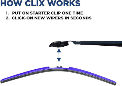 Clix Wipers - 28" Chrome Automotive Replacement Wiper Blade (Pack of 1) Universal Clip On All-Weather Flex Frame Windshield Wiper