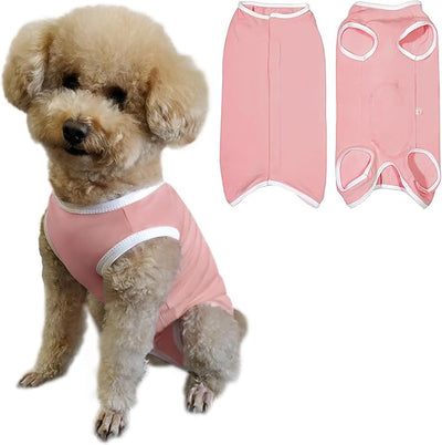 Dog's Recovery Suit Post Surgery Shirt for Puppy, Small Dog Surgical Recovery Suit for Female Male Dogs, Dog Onesie Protect Surgical Wound(Pink-XXS)
