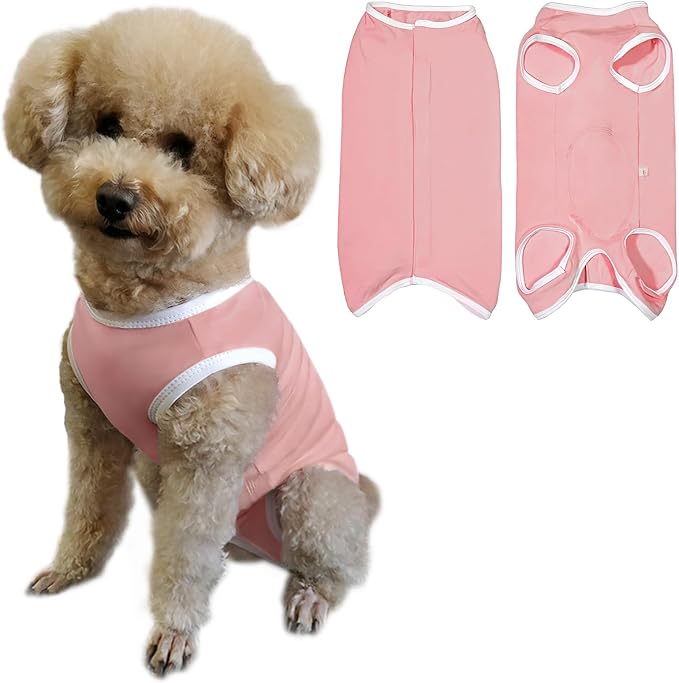 Dog's Recovery Suit Post Surgery Shirt for Puppy, Small Dog Surgical Recovery Suit for Female Male Dogs, Dog Onesie Protect Surgical Wound(Pink-xs)