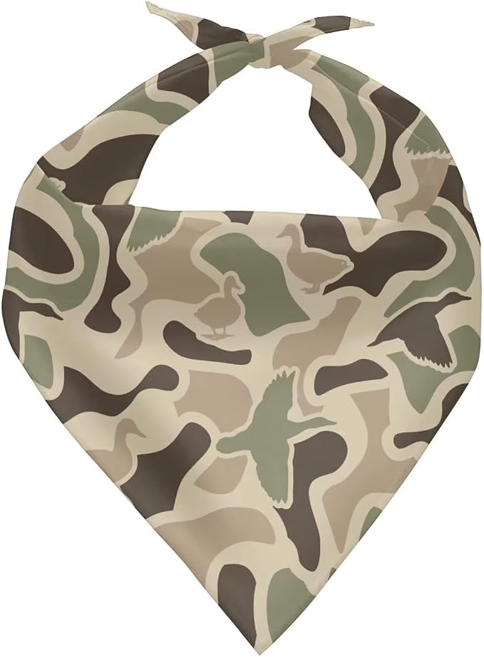 Duck Camo Hunting Dog Bandana Handkerchiefs Scarfs Triangle Bibs Washable Double Reversible Kerchief Scarf Adjustable Accessories for Small to Large Dog Puppy Cat