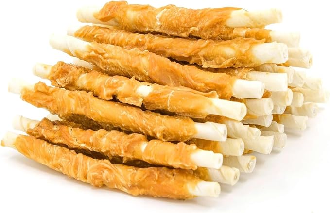 Dog Treats, Chicken Wrapped Rawhide Sticks for Dogs, Grain-Free Natural Small Dogs Training Treats, Pet Chew Snacks,10.6 oz
