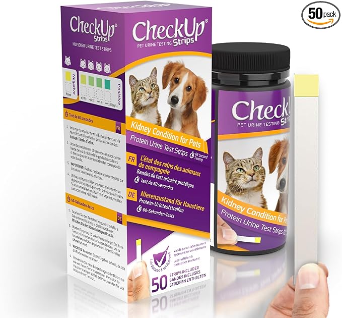 KIT4CAT CheckUp Testing Strips x 50 (Protein Urine Test Strips for Cats & Dogs)