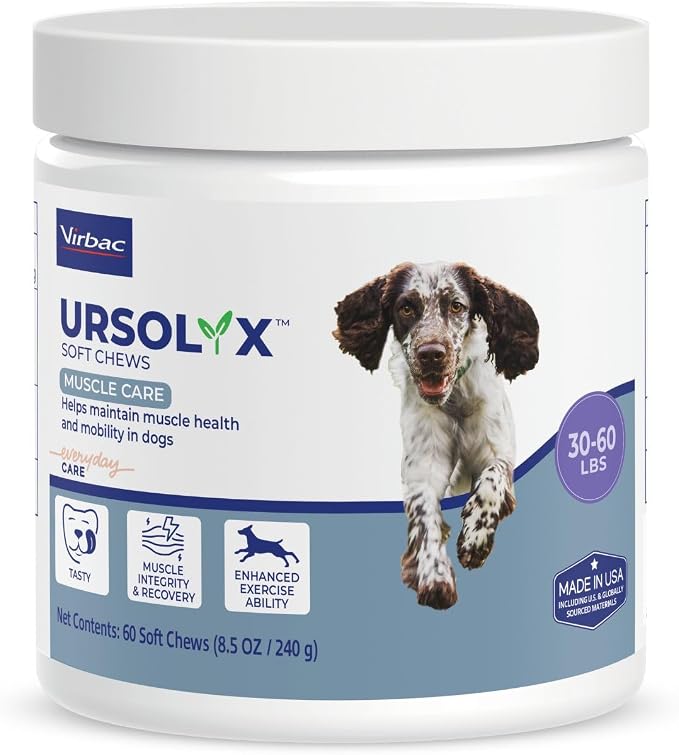 URSOLYX™ Soft Chews for Dogs | Muscle Health Support for Senior, Active or Recovering Dogs, Medium 30-60lbs | 60 Count 2- Month Supply