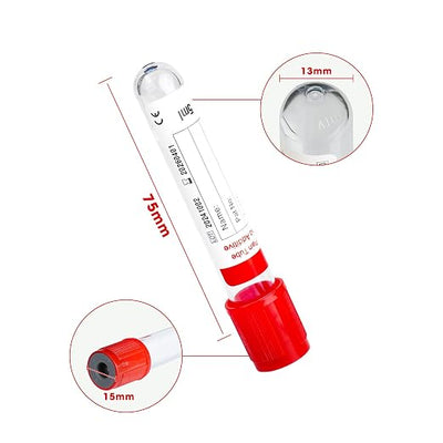 Specimen Collection Tubes 5ml Lab Vacuum Plain Tube for Pet Animals Veterinary Lab Supplies 100 Pcs Wrap Packaging