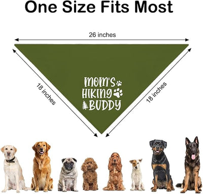 Mom's Hiking Buddy Green Dog Bandana, Christmas Birthday for Dog Lover Mom Hiking Enthusiast, Funny Pet Scarf Accessory Photo Prop for Hiking Outdoor Adventure Camping
