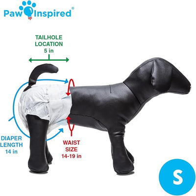Paw Inspired Disposable Dog Diapers | Female Dog Diapers Ultra Protection | Diapers for Dogs in Heat, Excitable Urination, or Incontinence (12&144 Count) (Small (144 Count))