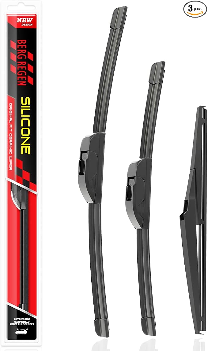 BERG REGEN Silicone Windshield Wiper Blades Replacement for Toyota RAV4 2023 2022 2021 2020 2019,Mazda 5 15-06 Windshield Wipers (Pack Of 3) Automotive Replacement Windshield Wiper Blades- 26"/16"/12"
