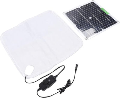 CHICIRIS Solar Panel Pet Heating Blanket, 12V 50W Warming Cat Dog Mat with Battery Box, Thermal Pad for Car Outdoor