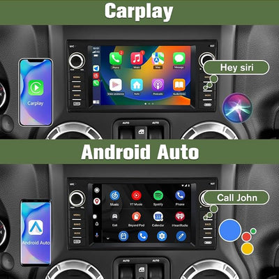 Junsun 4Core 64GB ROM Car Radio Stereo for Dodge Ram 1500 2500 3500 2009-2012 Jeep Wrangler 2007-2018 Avenger Challenger, 7 Inch Touch Screen with Wireless CarPlay Android Auto Backup Camera