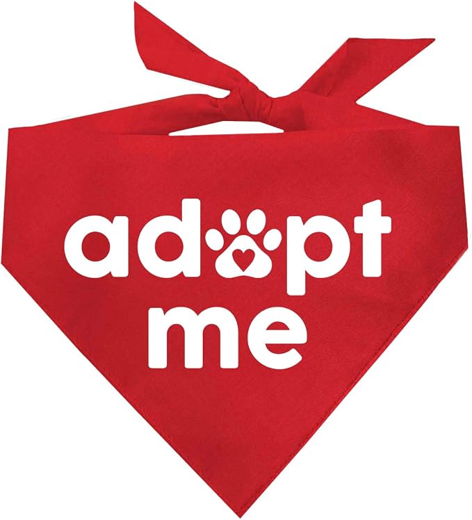 Adopt Me Dog Bandana | 100% Cotton | Made in USA | Adoption Event Prop Photoshoot | Rescue | Puppy | New Dog |Red, X-Small (326)