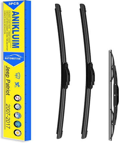 ANIKLUIM® Wiper Blades for Practical Family Driver: 21"+21"+10" Windshield Wipers Set Replacement for 2007-2017 Jeep Patriot - All-Weather, Quiet & Streak-Free - Easy DIY Snap-On Installation (3PCs)