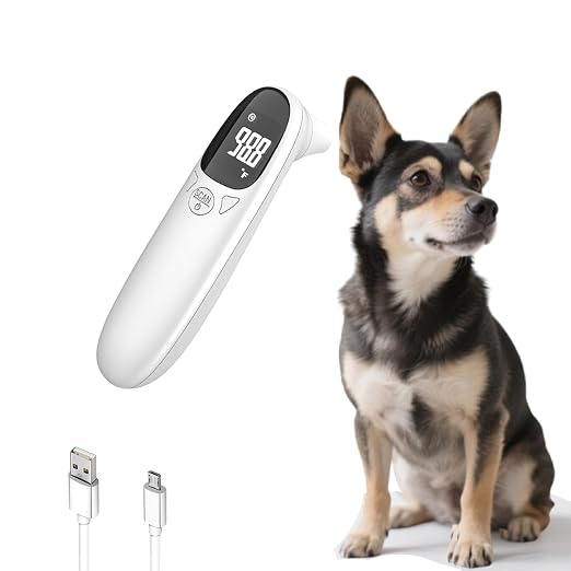 Cat & Dog Thermometer, pet Ear Thermometer, Specially Designed for Pets, Quickly and accurately detects Temperature in 1 Second (White)