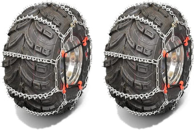 OakTen Set of 2 ATV/UTV Tire Chains with Tensioners - Durable 4-Link Ladder Design with V-Bar for Superior Traction in Snow, Mud, and Ice - Fits Tire Sizes 24x8x11 24x8x12 24x9x12 25x8x12