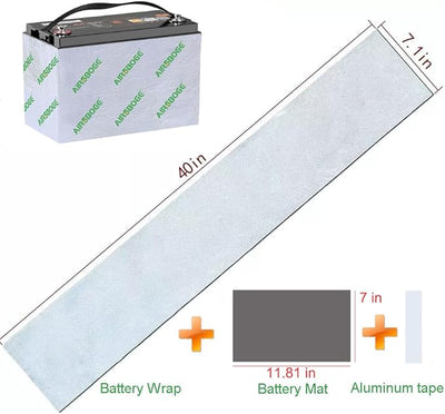 40"x7" Universal Car Battery Insulation Kit – Thermal Wrap & Heat Shield Blanket for Extreme Temperature Protection, DIY Cold Weather Protector for Vehicle, Truck, 4WD, RV Batteries (1PC)