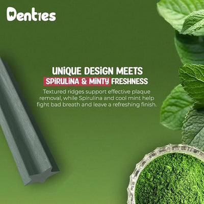 Dental Chews for Dogs–Dental Sticks for Small Dogs(Up to 22lbs), Dog Dental Treat Cleans Teeth, Freshen Breath, Reduce Plaque Tartar, Chicken Spirulina & Mint Recipe, 16 oz Pack, 35 Treats