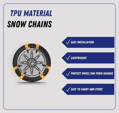 Jeremywell 6 PCS Car Snow Chains for TWO TIRES Emergency Anti Slip for Most Cars/SUV/Trucks, Winter Universal Security Chains Tire Width 165mm-275mm/6.5-10.8'', Amazing Traction Thickening Durable