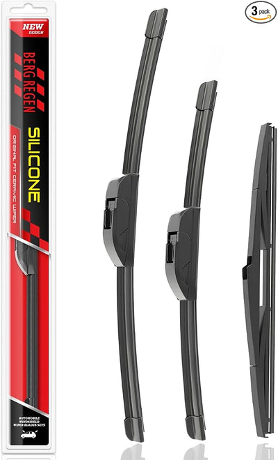 BERG REGEN Silicone Windshield Wiper Blades Replacement for Hyundai Tucson 2021-2016/ Mazda CX-7 CX7 12-07 Windshield Wipers (Pack Of 3) Automotive Replacement Windshield Wiper Blades- 26"/16"/14"