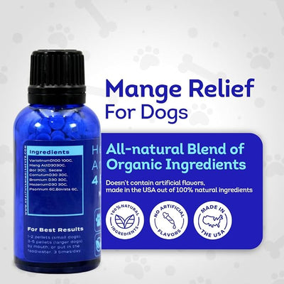 HA4E - Mange Relief for Dogs - Treatment for Itchiness, Scabs, & Hair Loss Caused by Mites - All-Natural, Homeopathic, Non-GMO, Organic, Gluten, Preservative & Chemical Free - 300 Tablets