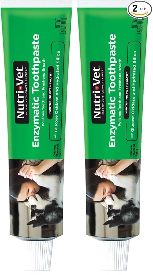 Enzymatic Dog Toothpaste, Plaque Remover for Teeth, Dog Breath Freshener, Tooth Whitening, Puppy Essentials, Made in The USA, Non-Foaming Chicken Flavor, 2.5 oz (Pack of 2)