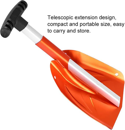 Generic Aluminum Alloy Telescopic Snow Shovel Bright Orange Portable Detachable Durable Winter Ice Removal Tool for Outdoor Snow Clearing Car Camping