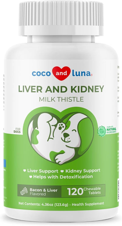 Milk Thistle for Dogs 120 Tablets - Liver, Kidney & Detox Support | Silymarin with Choline & L-Arginine. Supports liver detox, kidney function & hepatic health with EPA & DHA.